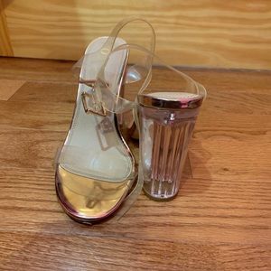 Clear Strapped Heels Size: 8